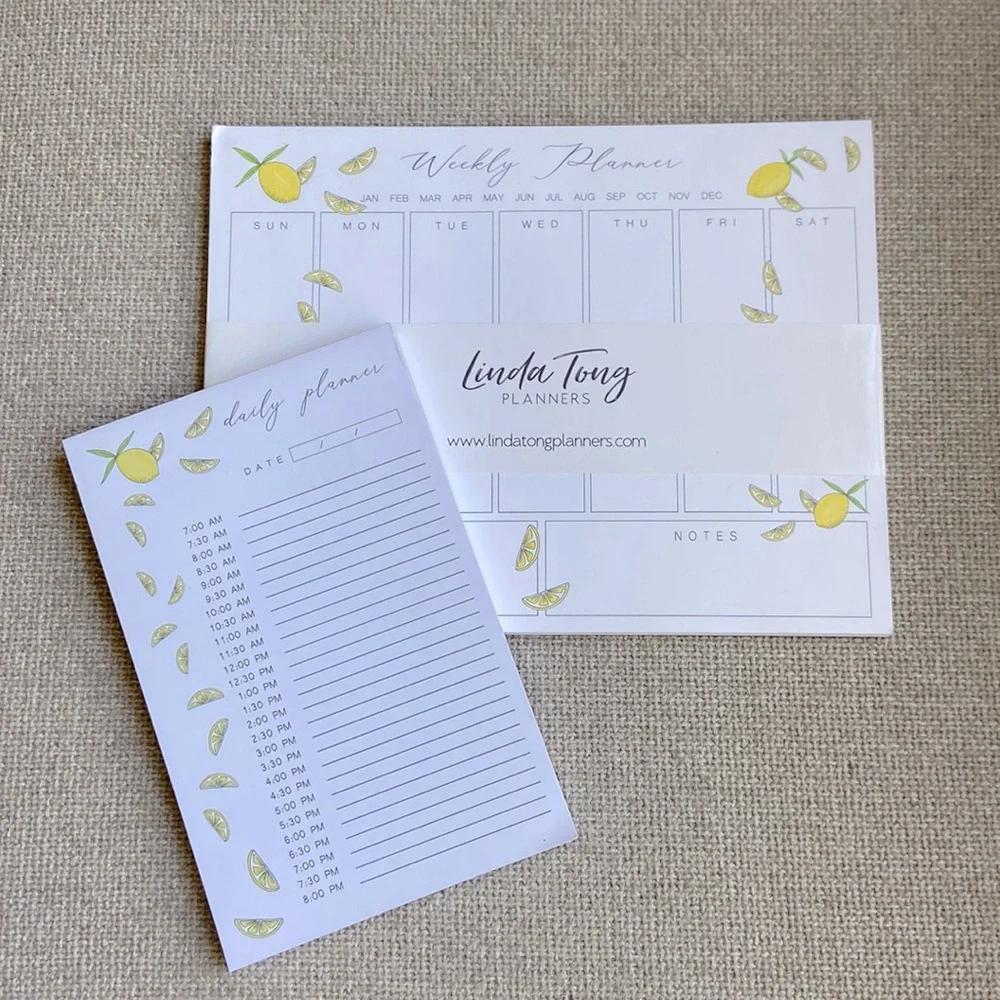 NWT Linda Tong Planner | Weekly Planner + Hourly Planner (Lemon Print)